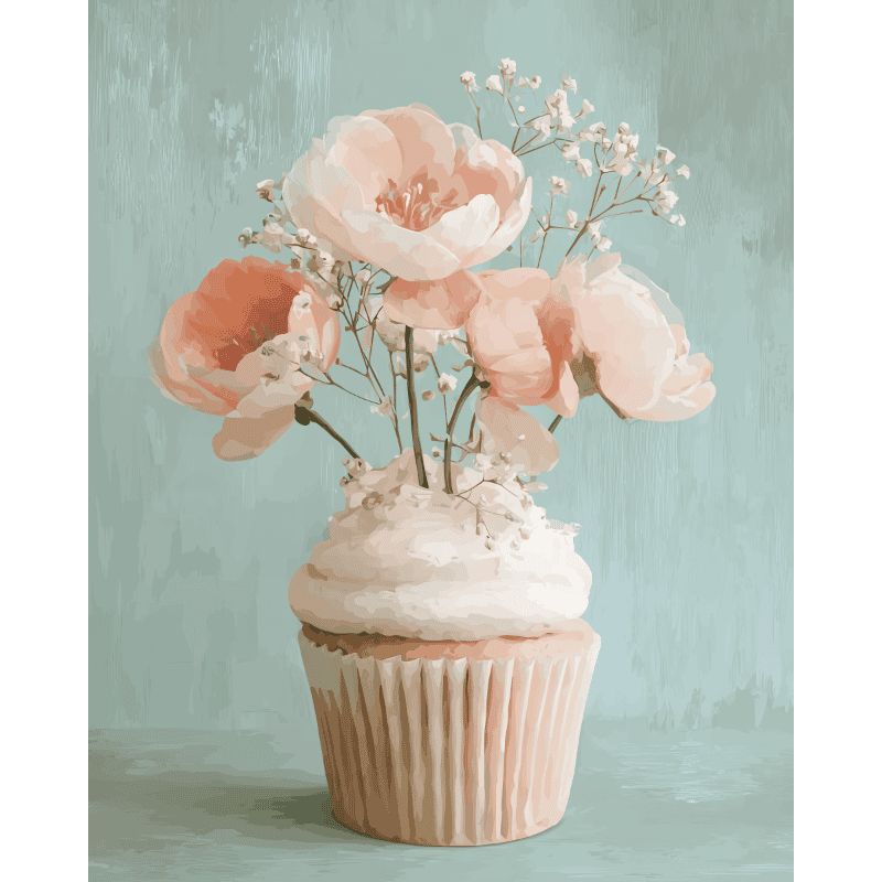 Sweet Floral Cupcake - Paint by Numbers Kit