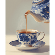 Elegant Blue Teacup Scene - Paint by Numbers Kit
