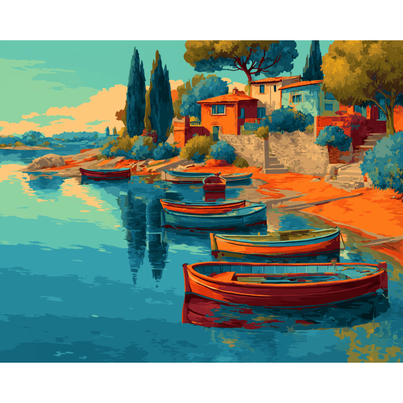 Mediterranean Village Scene - Paint by Numbers Kit