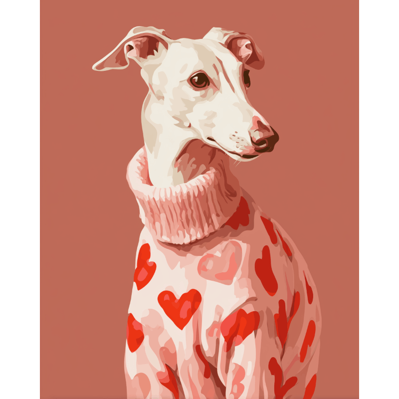 Pink Elegance: Greyhound Portrait - Paint by Numbers Kit