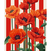 Red Poppies & Stripes - Paint by Numbers Kit