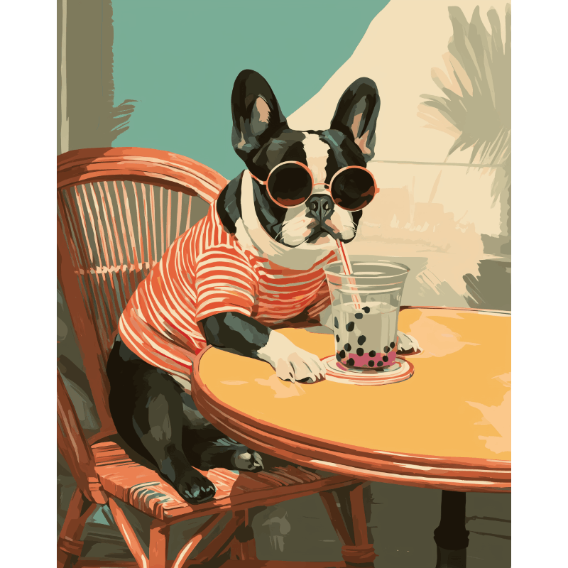 French Bulldog Café Vibes - Paint by Numbers Kit