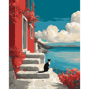 Charming Red House Scene - Paint by Numbers Kit