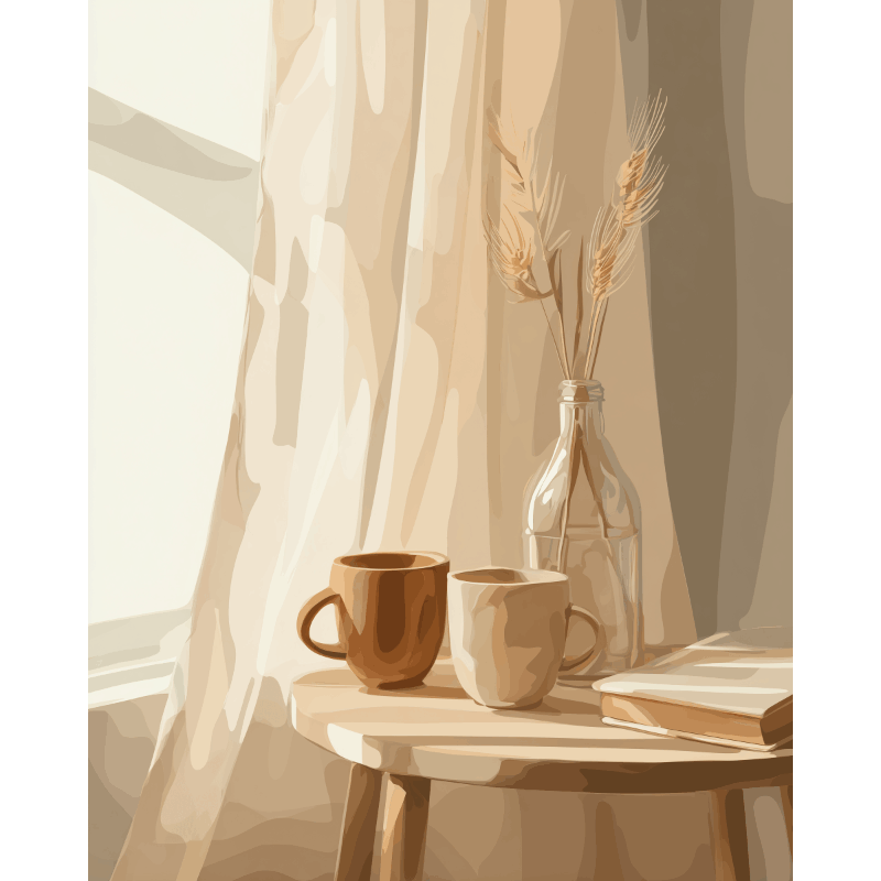 Wheat & Coffee Still Life - Paint by Numbers Kit