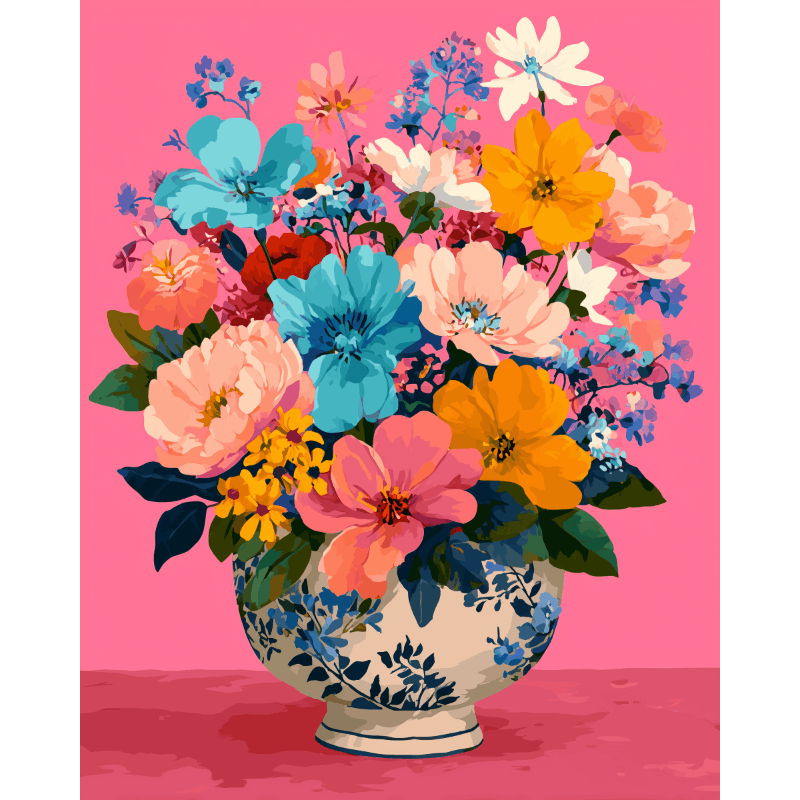 Petals in Bloom: Vibrant Vases - Paint by Numbers Kit
