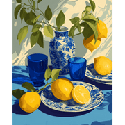 Sunlit Blue Porcelain Scene - Paint by Numbers Kit