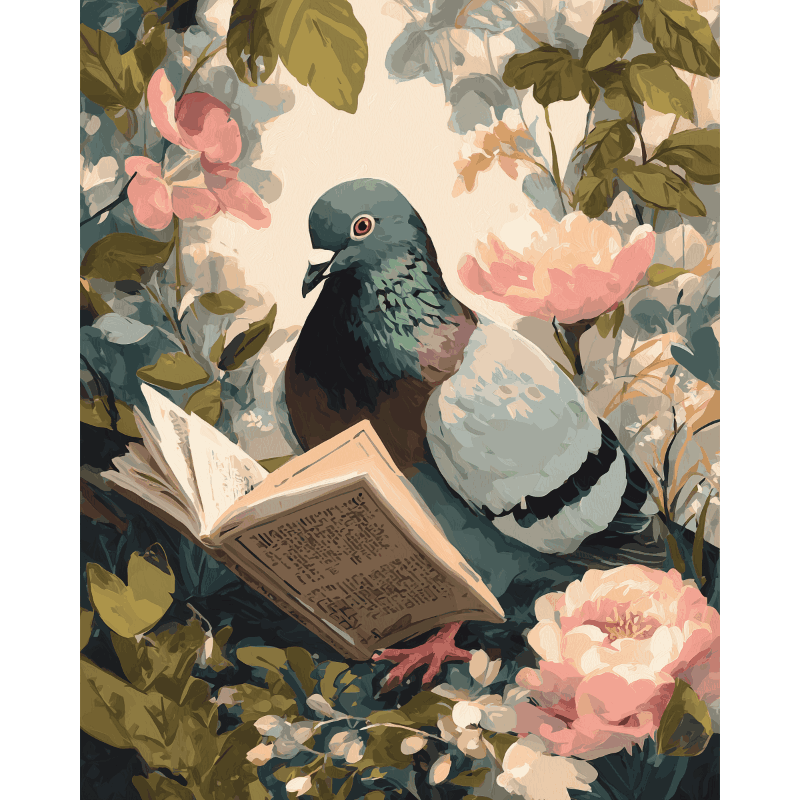 Literary Pigeon in Bloom - Paint by Numbers Kit