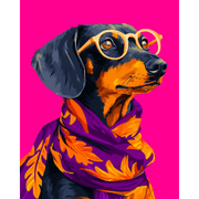 Stylish Dachshund in Glasses - Paint by Numbers Kit