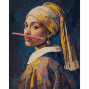 Girl with Pink Pencils - Paint by Numbers Kit