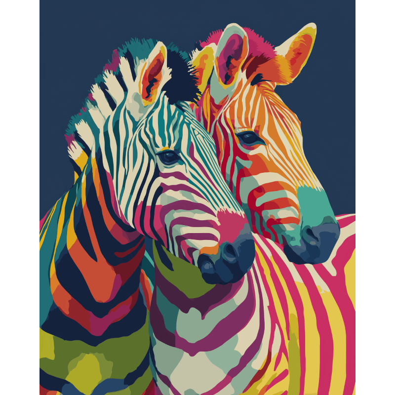 Colorful Zebras in Harmony - Paint by Numbers Kit