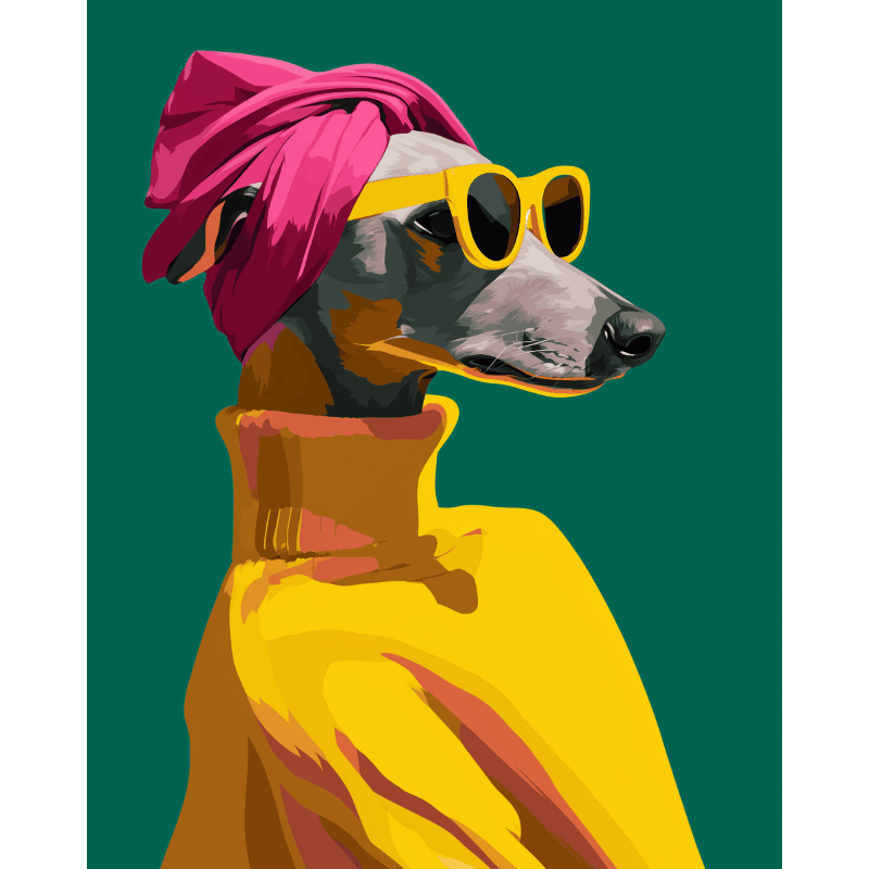 Chic Greyhound Portrait - Paint by Numbers Kit