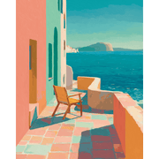Sunlit Mediterranean Patio Scene - Paint by Numbers Kit