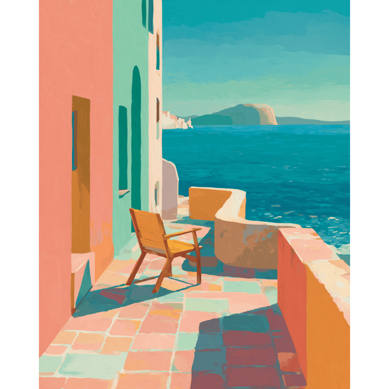 Sunlit Mediterranean Patio Scene - Paint by Numbers Kit