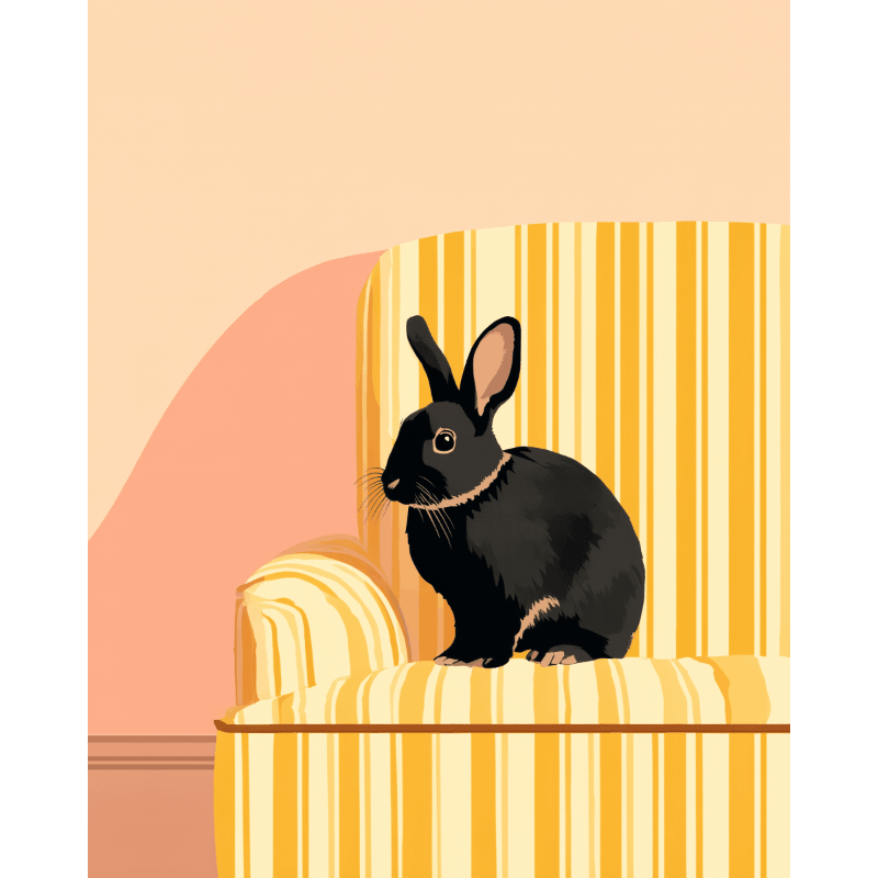 Elegant Black Rabbit Scene - Paint by Numbers Kit