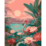 Sunset Flamingo Serenade - Paint by Numbers Kit