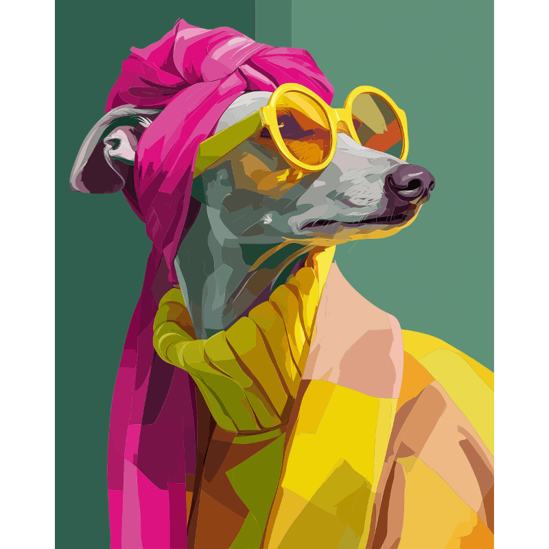Chic Greyhound in Style - Paint by Numbers Kit