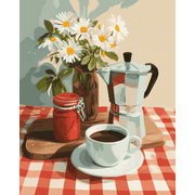 Morning Coffee & Blooms | Paint by Number - Paint by Numbers Kit