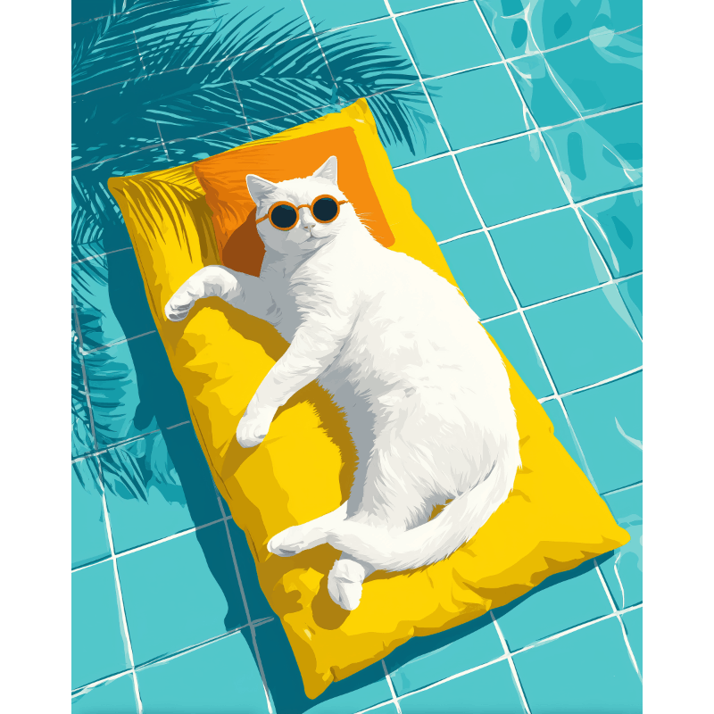 Poolside Purrs | Paint by Number - Paint by Numbers Kit