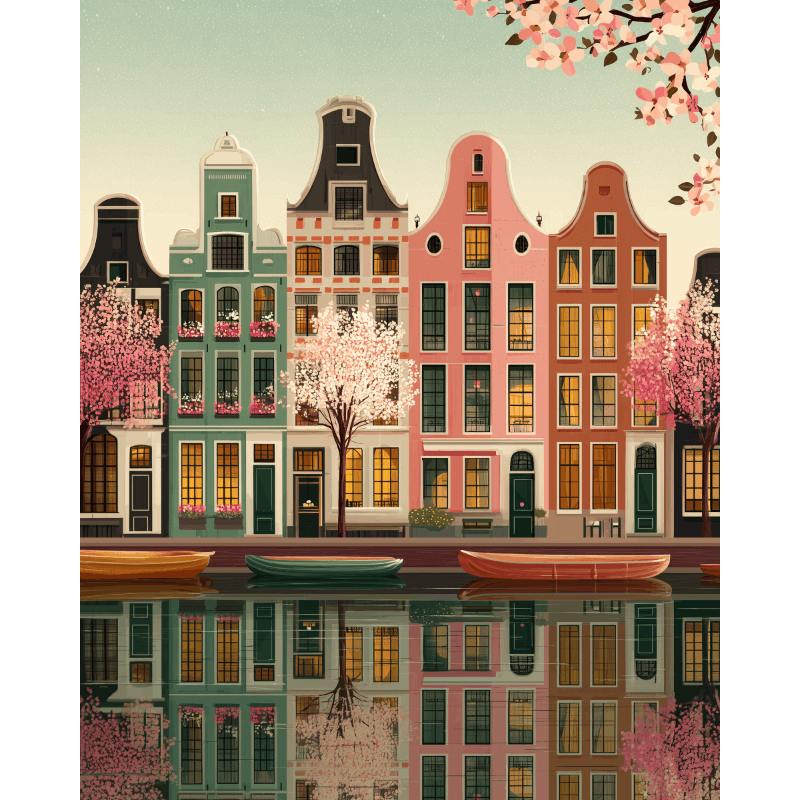 Springtime Amsterdam Charm - Paint by Numbers Kit