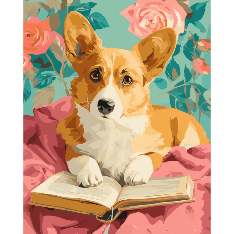 Clever Corgi in Bloom - Paint by Numbers Kit