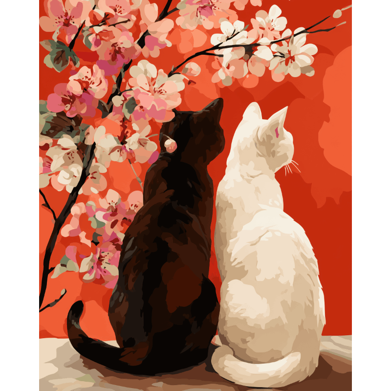 Cherry Blossom Pals | Paint by Number - Paint by Numbers Kit