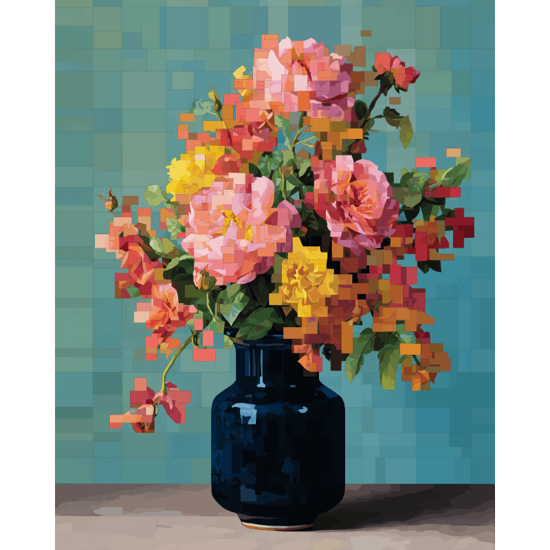 Pixel Blossom Bouquet | Paint by Number - Paint by Numbers Kit