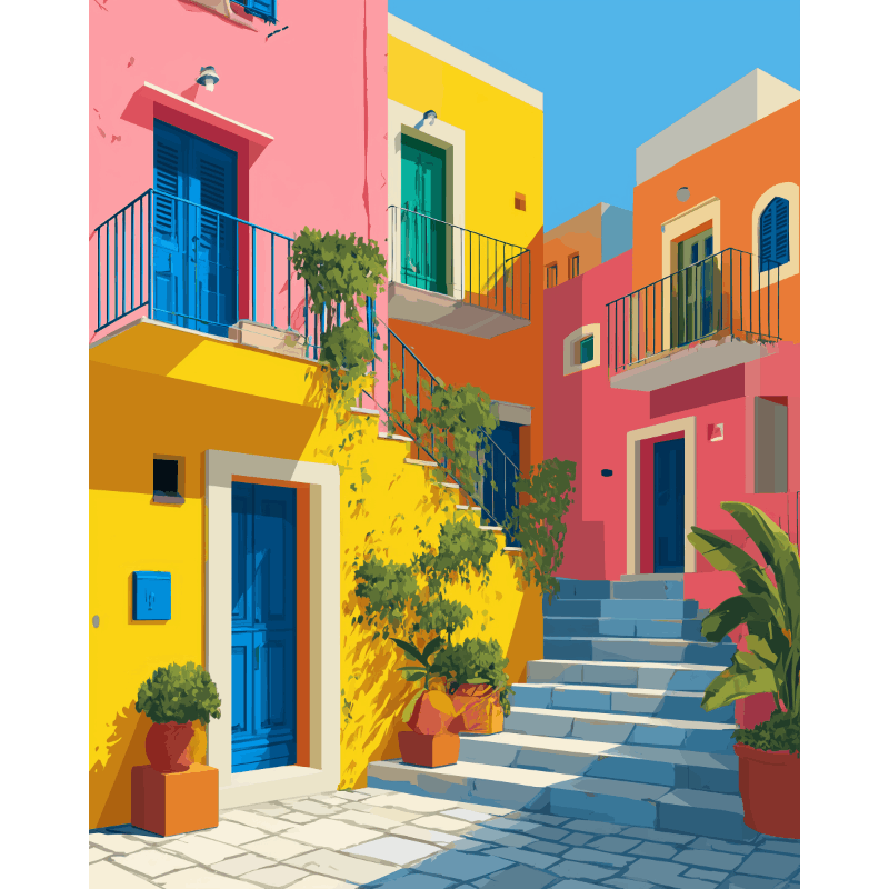 Colorful Mediterranean Charm - Paint by Numbers Kit