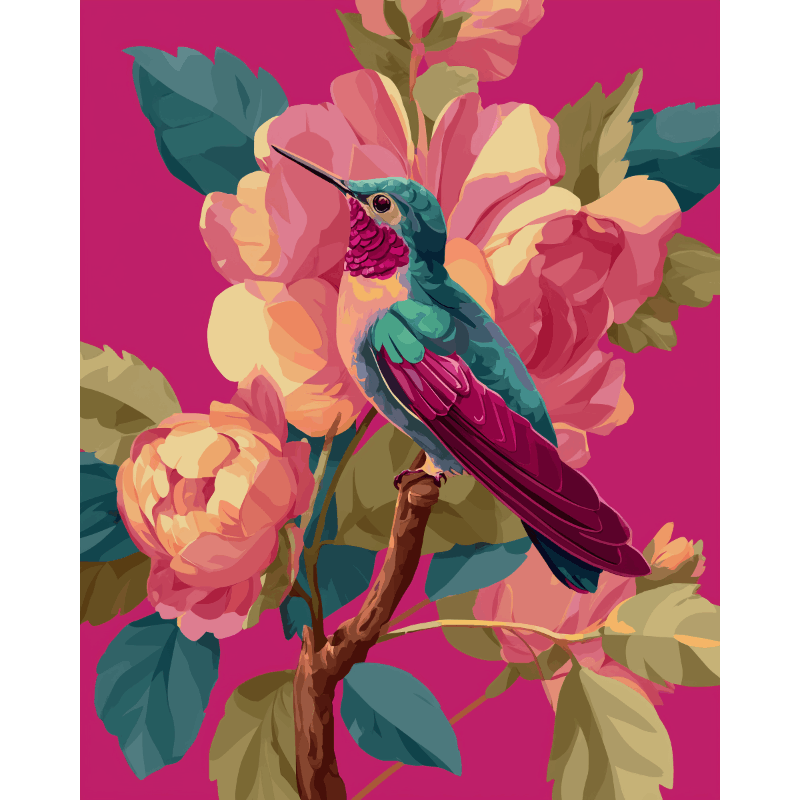 Pink Hummingbird in Flight - Paint by Numbers Kit