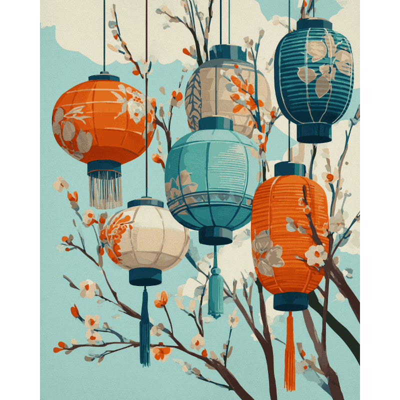Springtime Lantern Glow - Paint by Numbers Kit