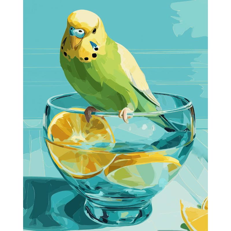 Lemon & Parakeet Delight - Paint by Numbers Kit