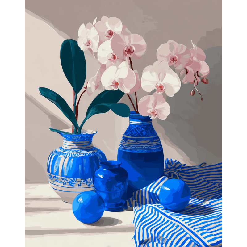 Elegant Orchid & Porcelain Vase - Paint by Numbers Kit