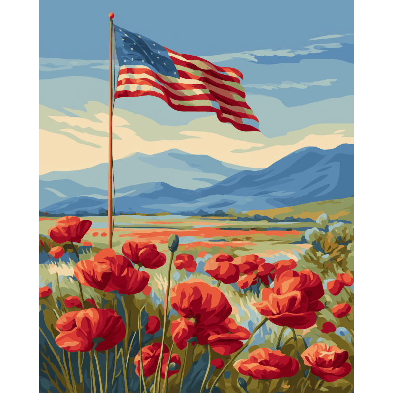 Poppy Field Under the Sky - Paint by Numbers Kit