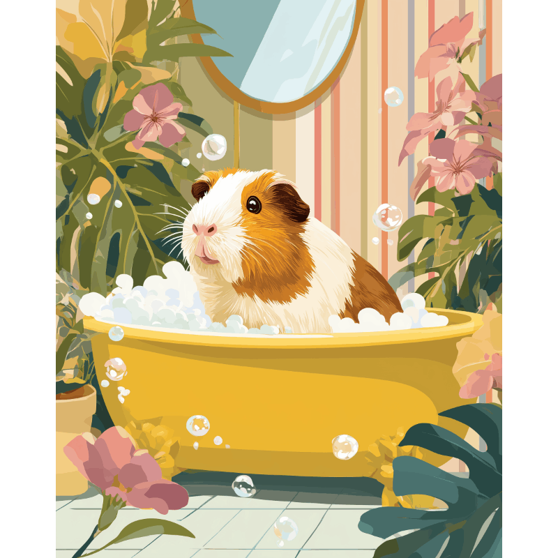 Bubbly Pet Bath Time | Paint by Number - Paint by Numbers Kit