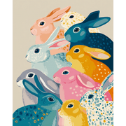 Playful Rabbits in Color - Paint by Numbers Kit