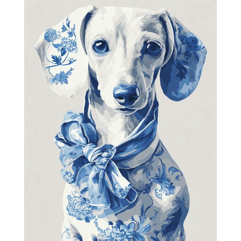 Delft Blue Dachsie - Paint by Numbers Kit