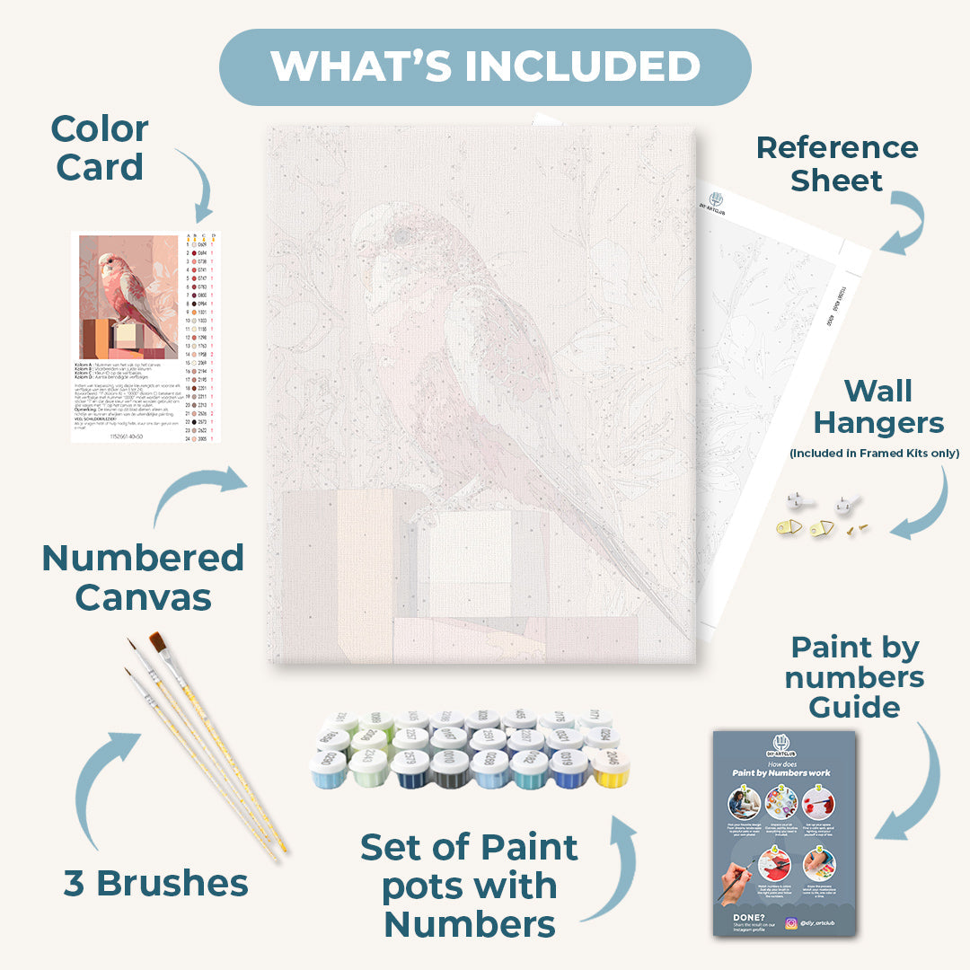 Pink Parrot Delight | Paint by Number - Detail 3