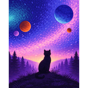 Night Forest Cat | Paint by Number - Paint by Numbers Kit