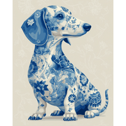 Blue Porcelain Dachshund - Paint by Numbers Kit