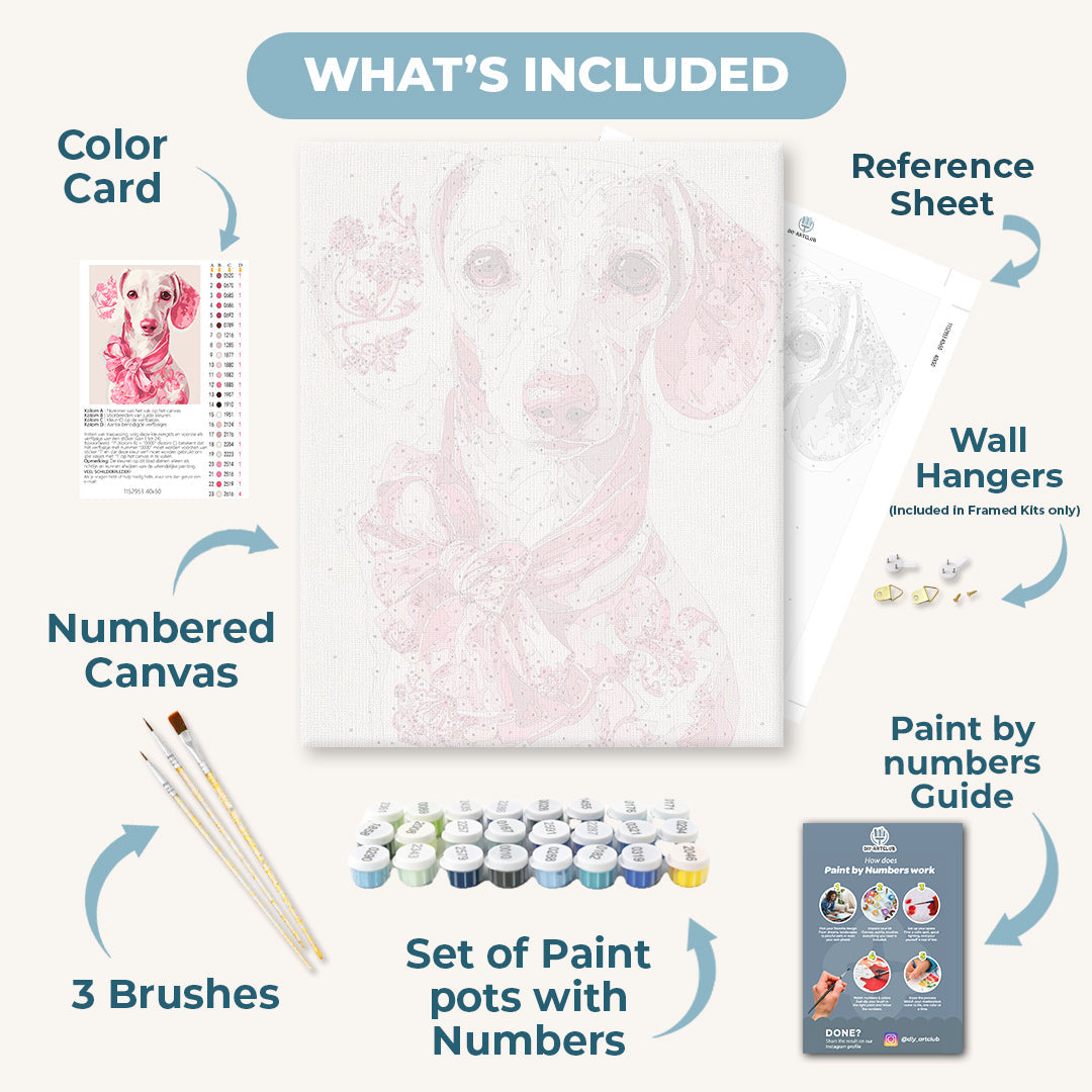Pink Delft Dachshund | Paint by Number - Detail 3