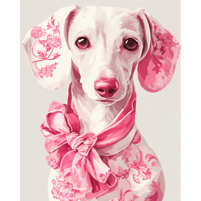Pink Delft Dachshund | Paint by Number - Paint by Numbers Kit