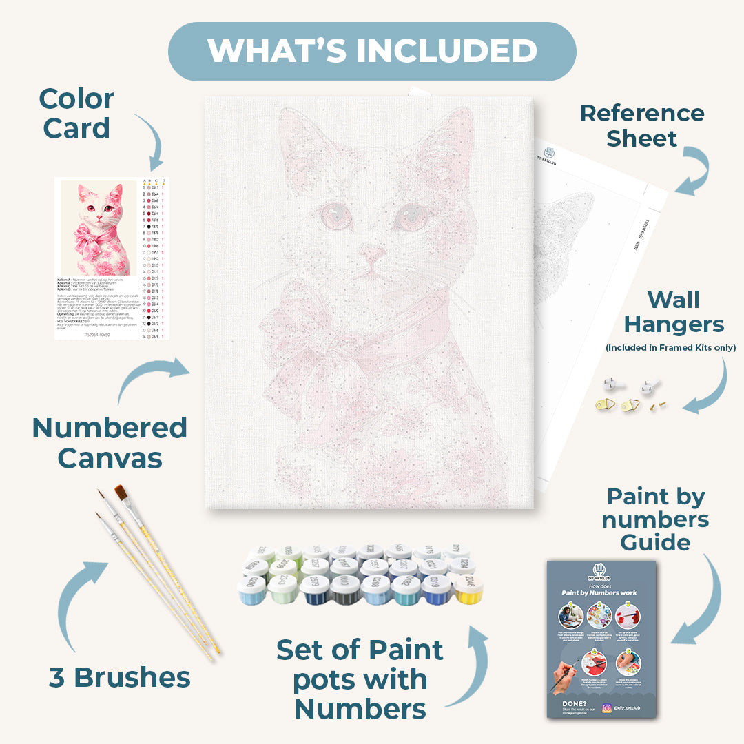 Pink Delft Cat | Paint by Number - Detail 3