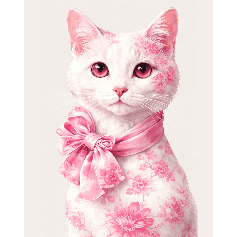 Pink Delft Cat | Paint by Number - Paint by Numbers Kit