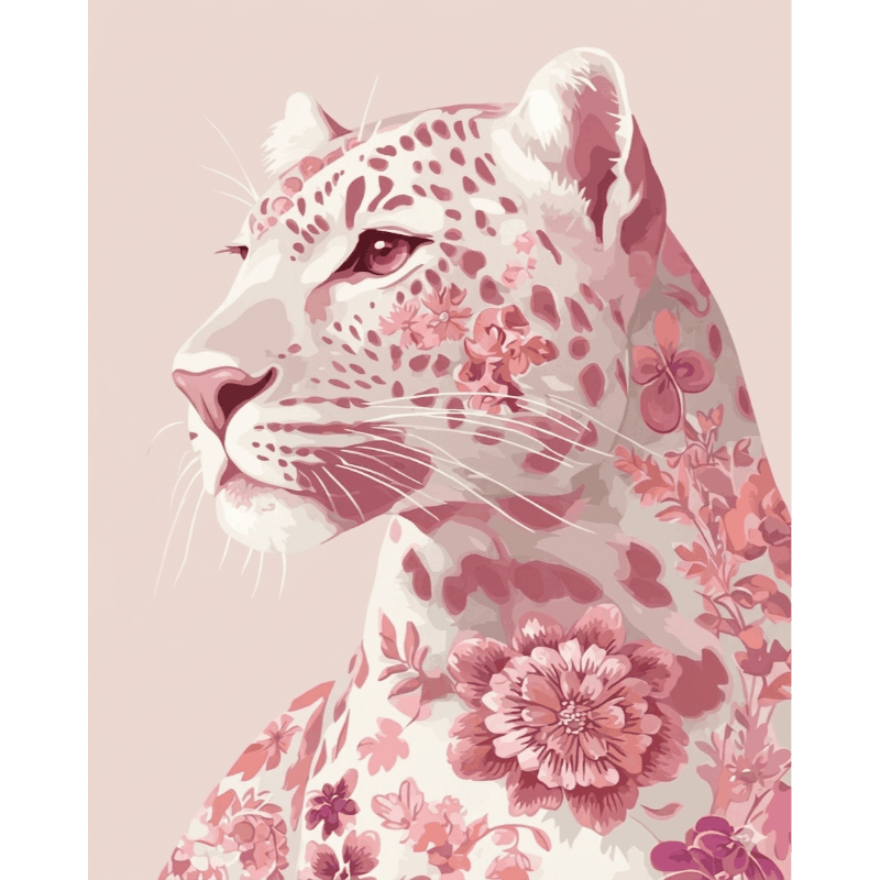 Delft Pink Leopard Charm - Paint by Numbers Kit