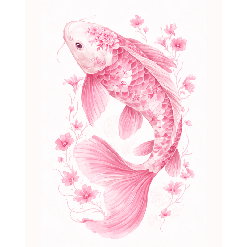 Pink Koi Serenity - Paint by Numbers Kit