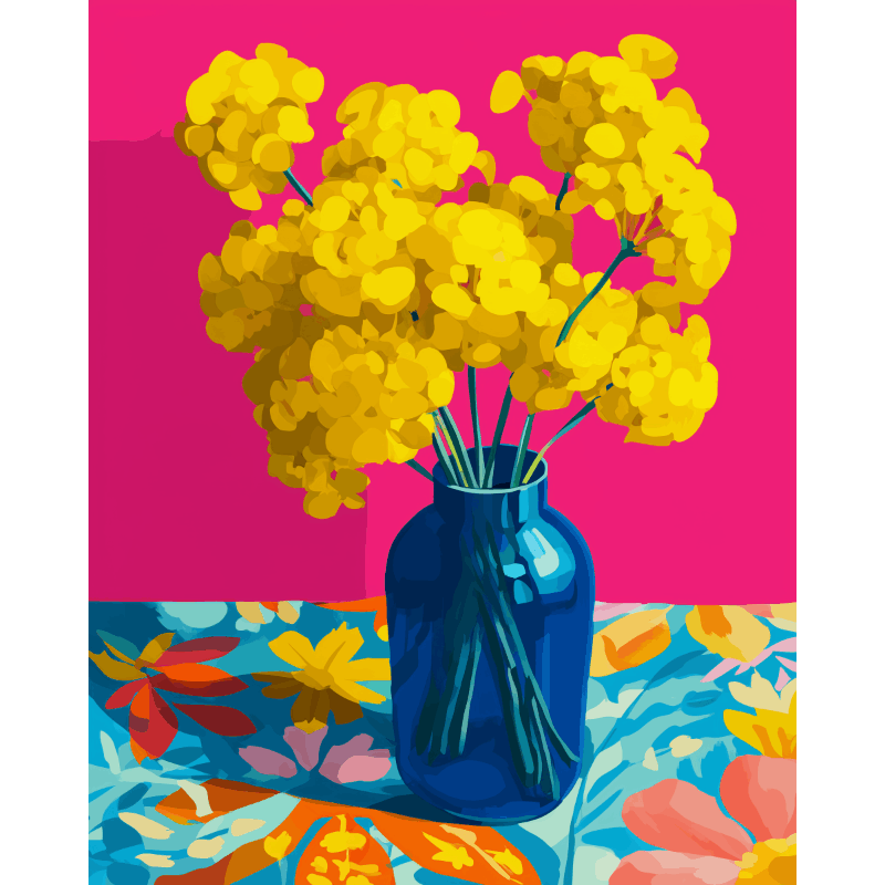 Blue Vase with Sunshine Flowers - Paint by Numbers Kit