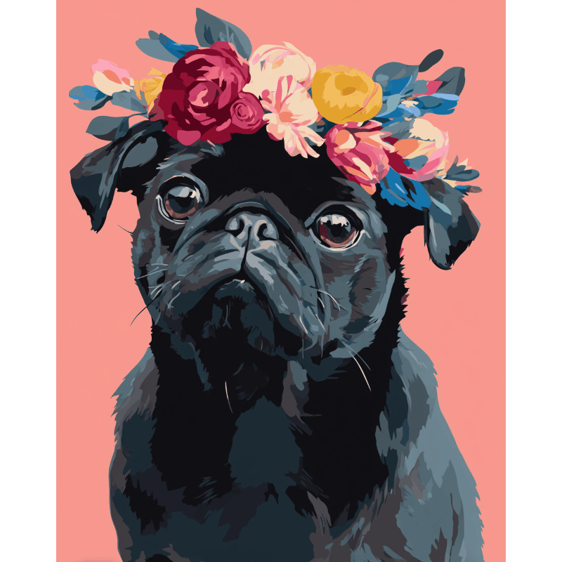 Elegant Black Pug Portrait - Paint by Numbers Kit