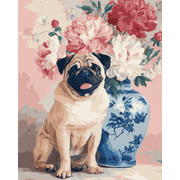 Floral Pug Delight - Paint by Numbers Kit