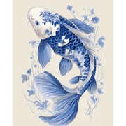 Graceful Koi in Blue - Paint by Numbers Kit