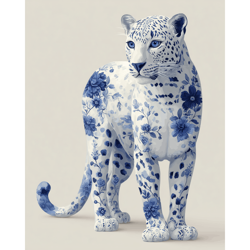 Elegant Blue Leopard - Paint by Numbers Kit