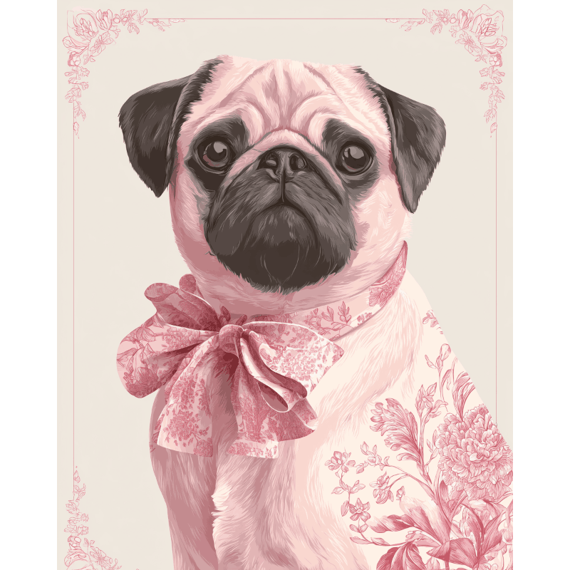 Pink Pug in Bloom - Paint by Numbers Kit